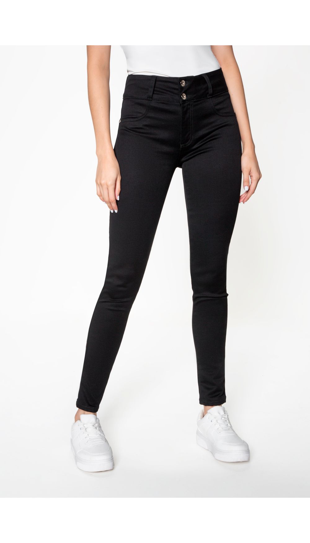 Jean skinny negro sin bolsillos tiro alt