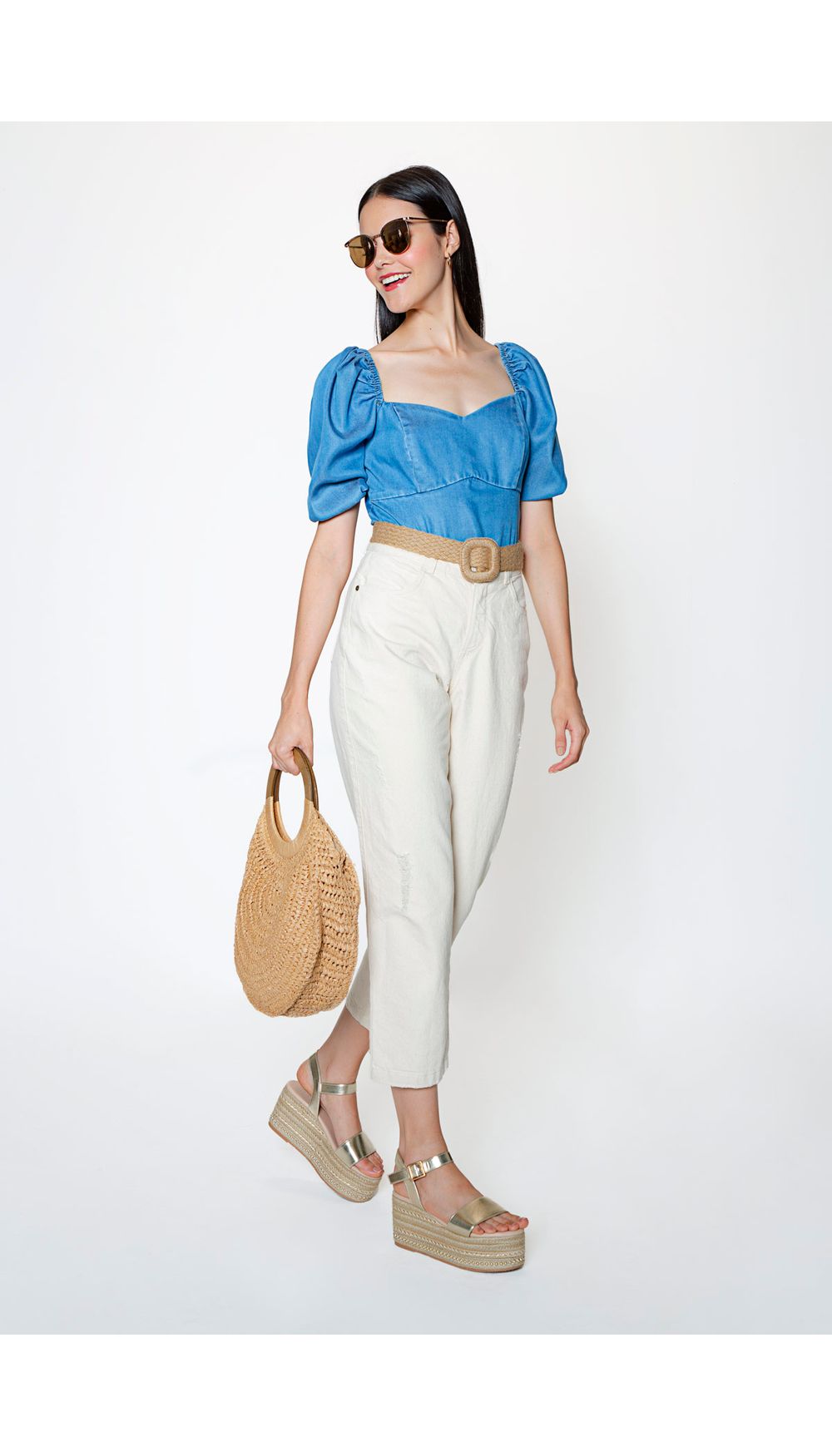 Blusa manga corta en tencel.