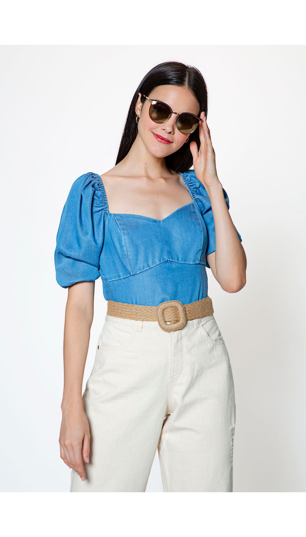 Blusa manga corta en tencel.
