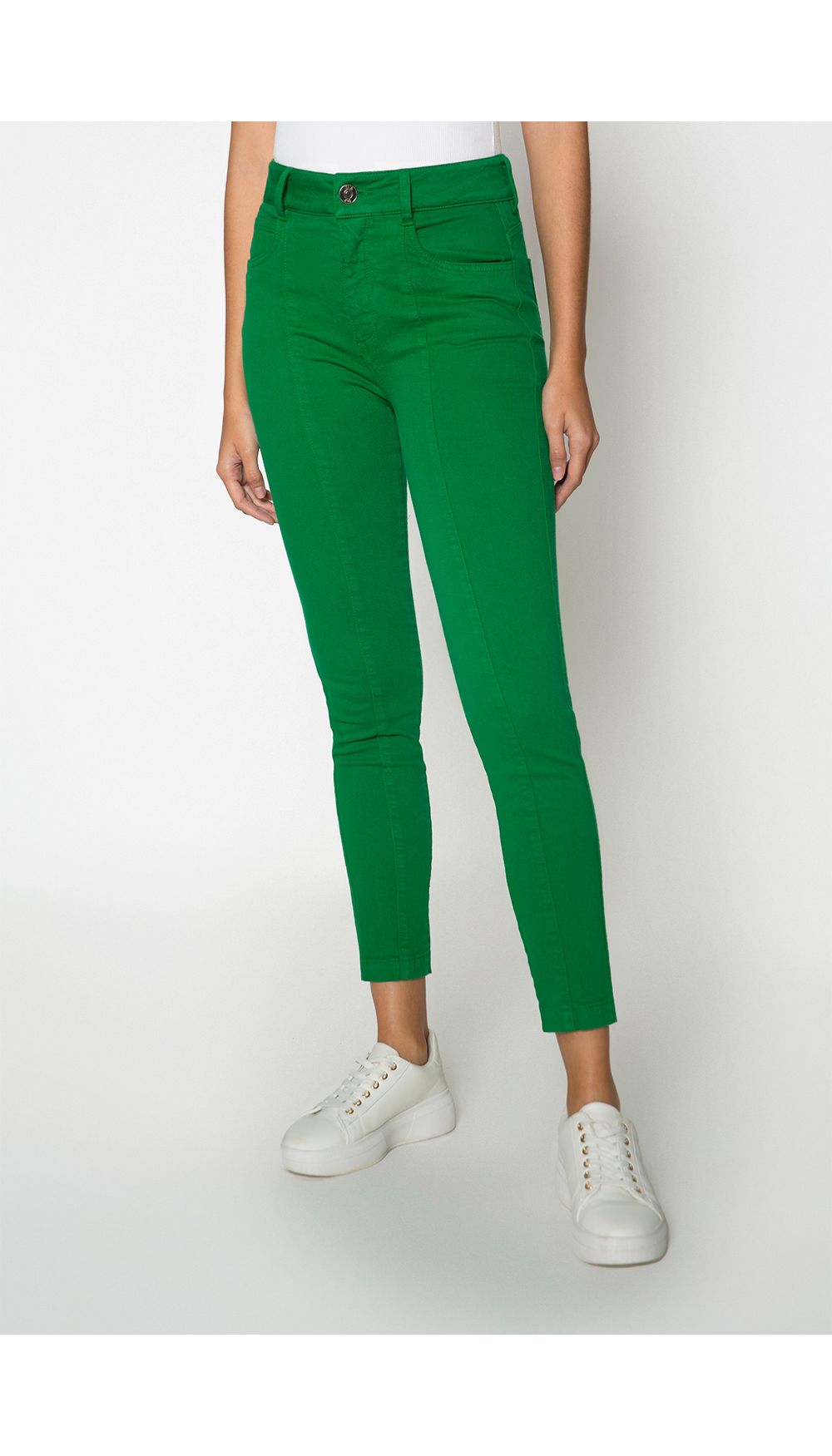 Jean unicolor skinny tiro alto con abert