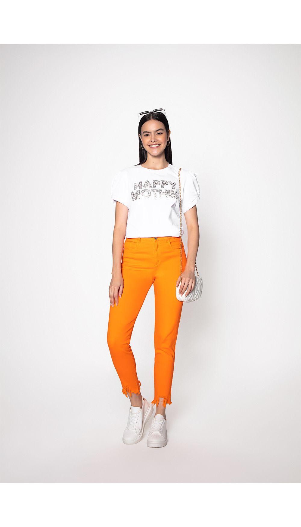 Jeans skinny unicolor tiro medio con rot