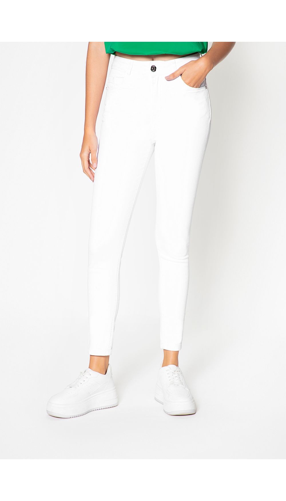 Jean skinny blanco tiro alto.