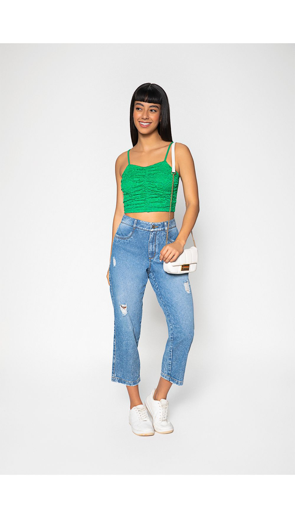 Blusa zurcida crop