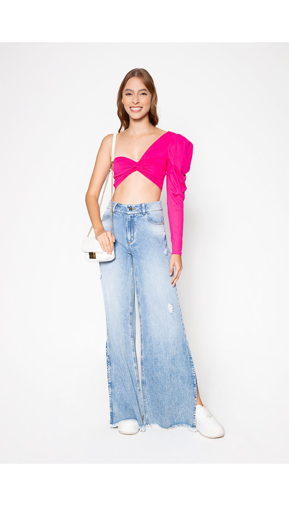 Blusa crop  de un solo hombro