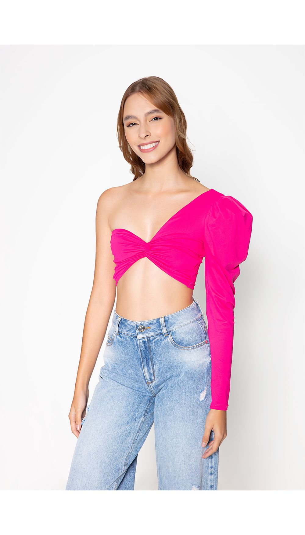 Blusa crop  de un solo hombro