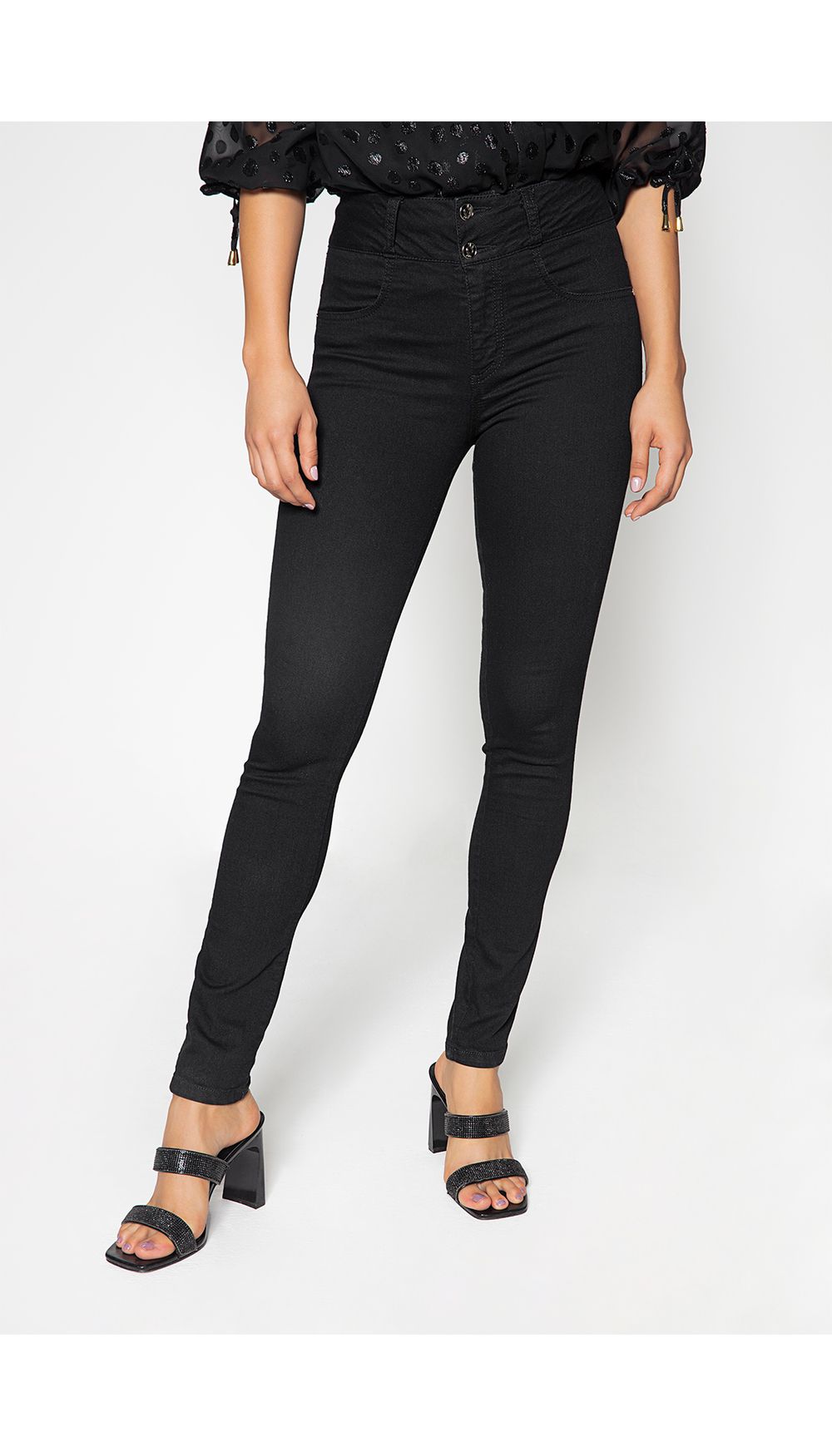 Jean skinny negro sin bolsillos tiro alt