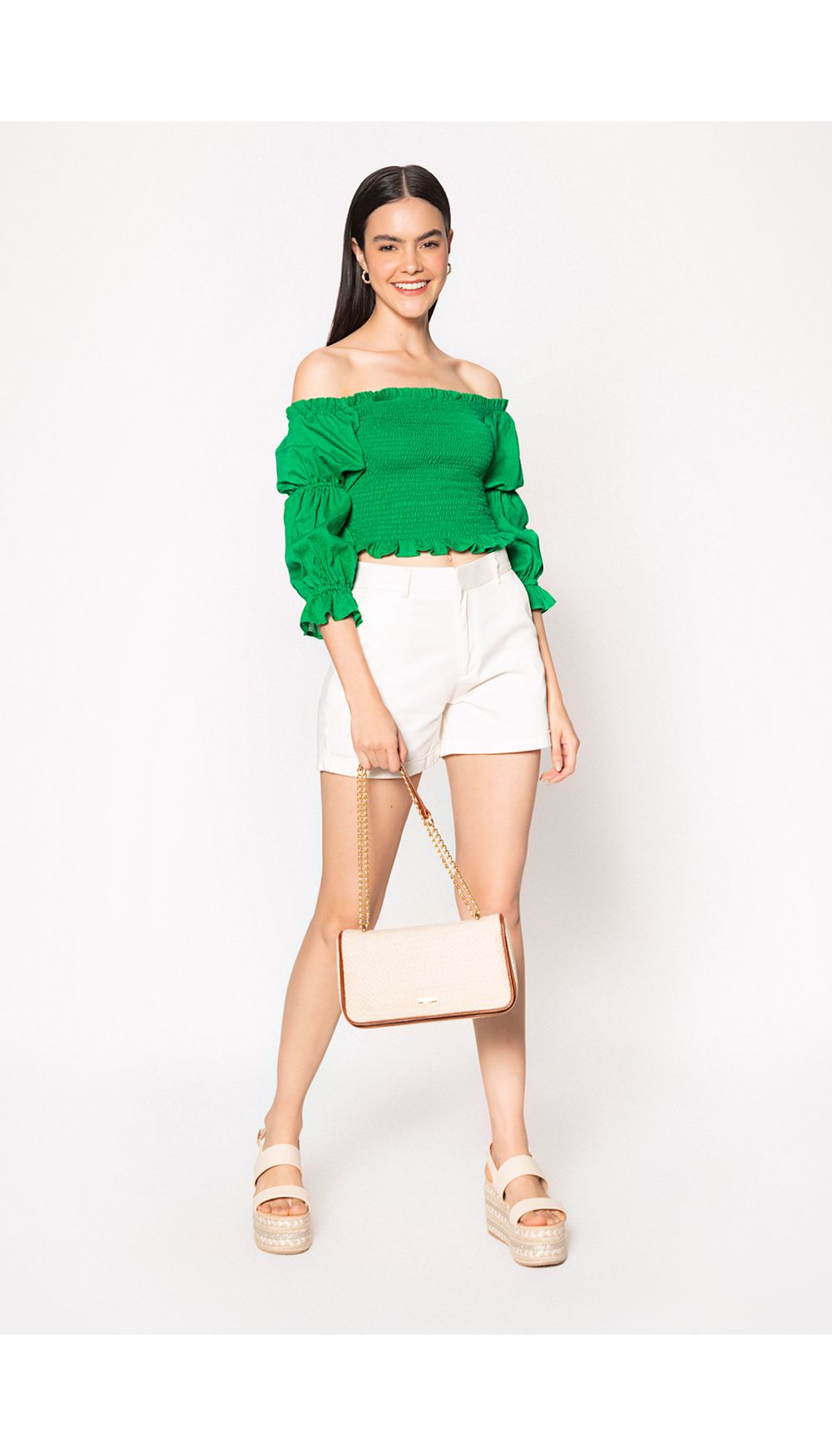 Blusa hombros descubiertos con ruche