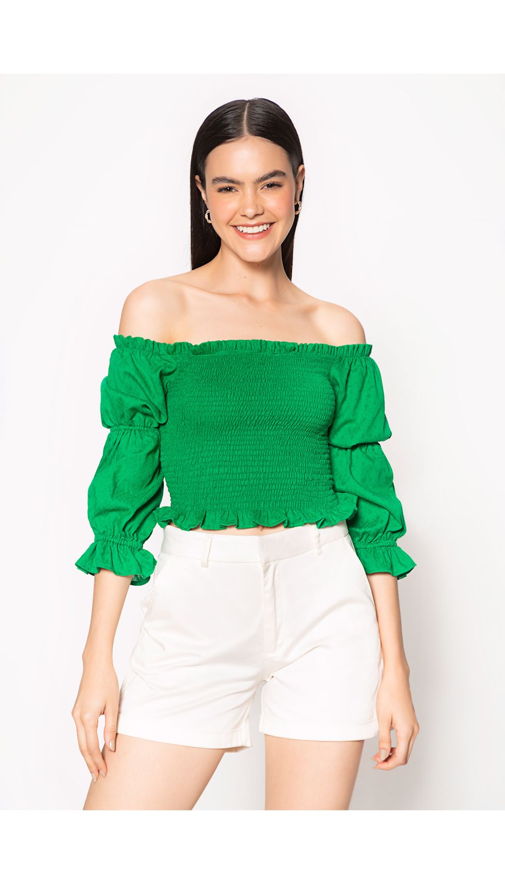 Blusa hombros descubiertos con ruche