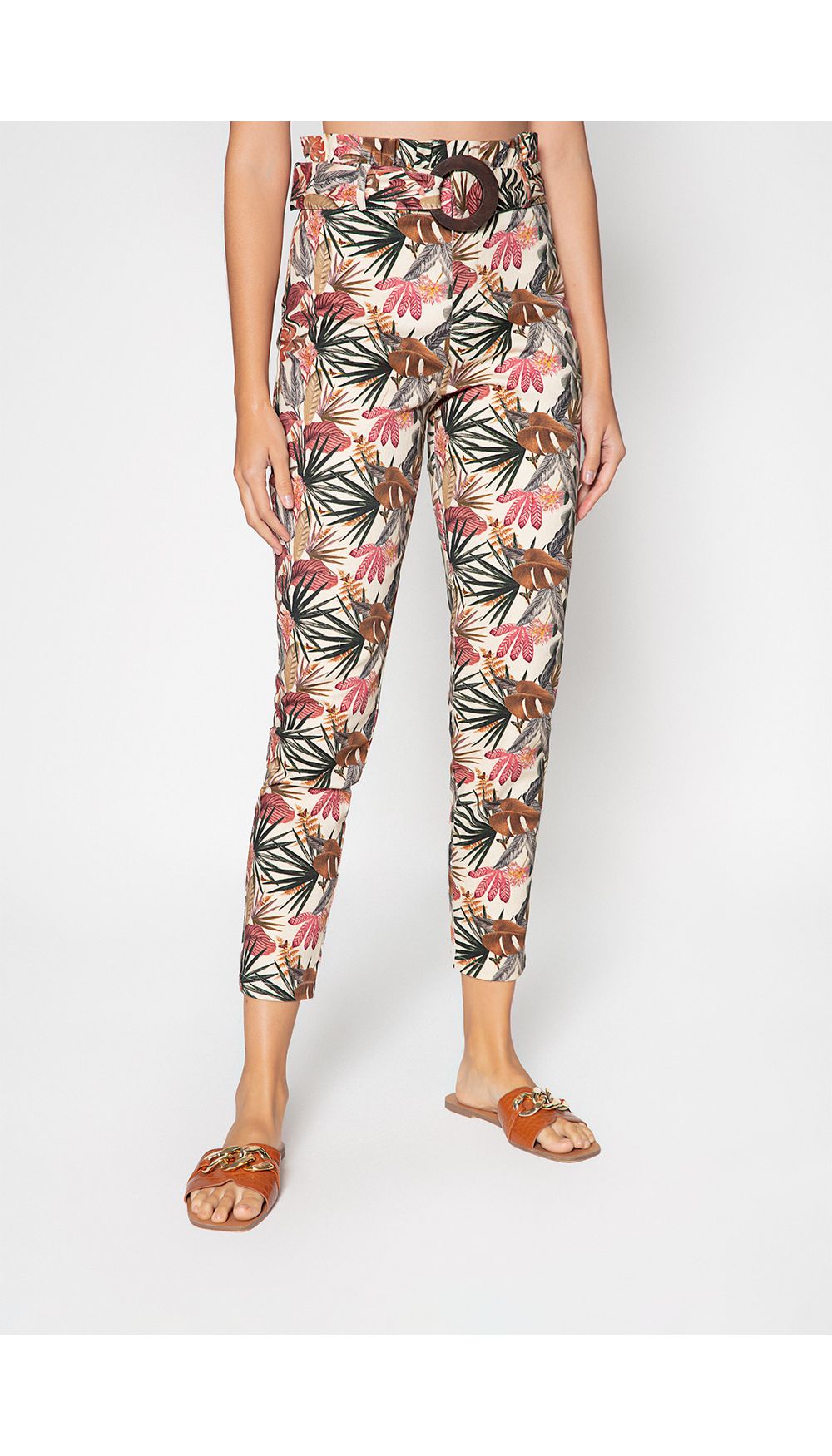 Pantalon skinny con paper bag y cinturon