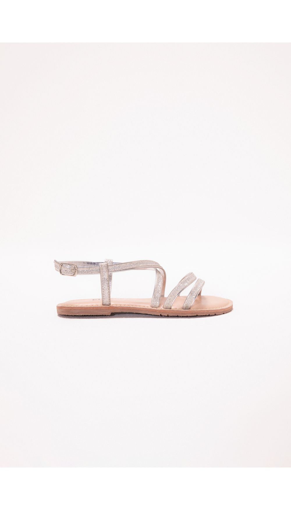 Sandalia plana  con glitter