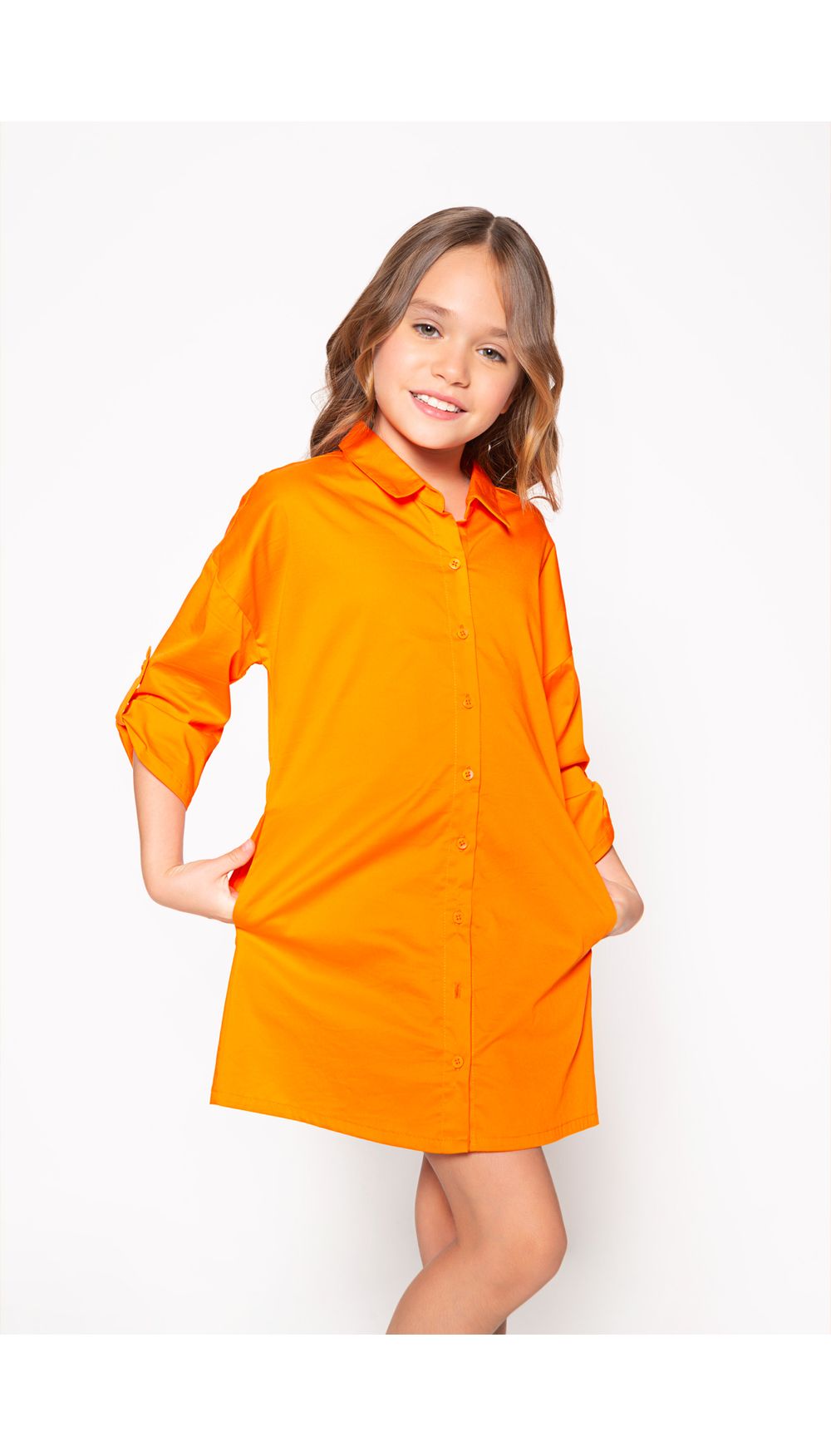 Vestido niña corto manga tres cuartos y