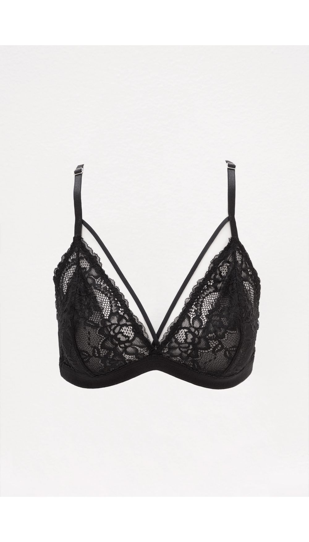 Top con tiras y encaje de flores y mesh
