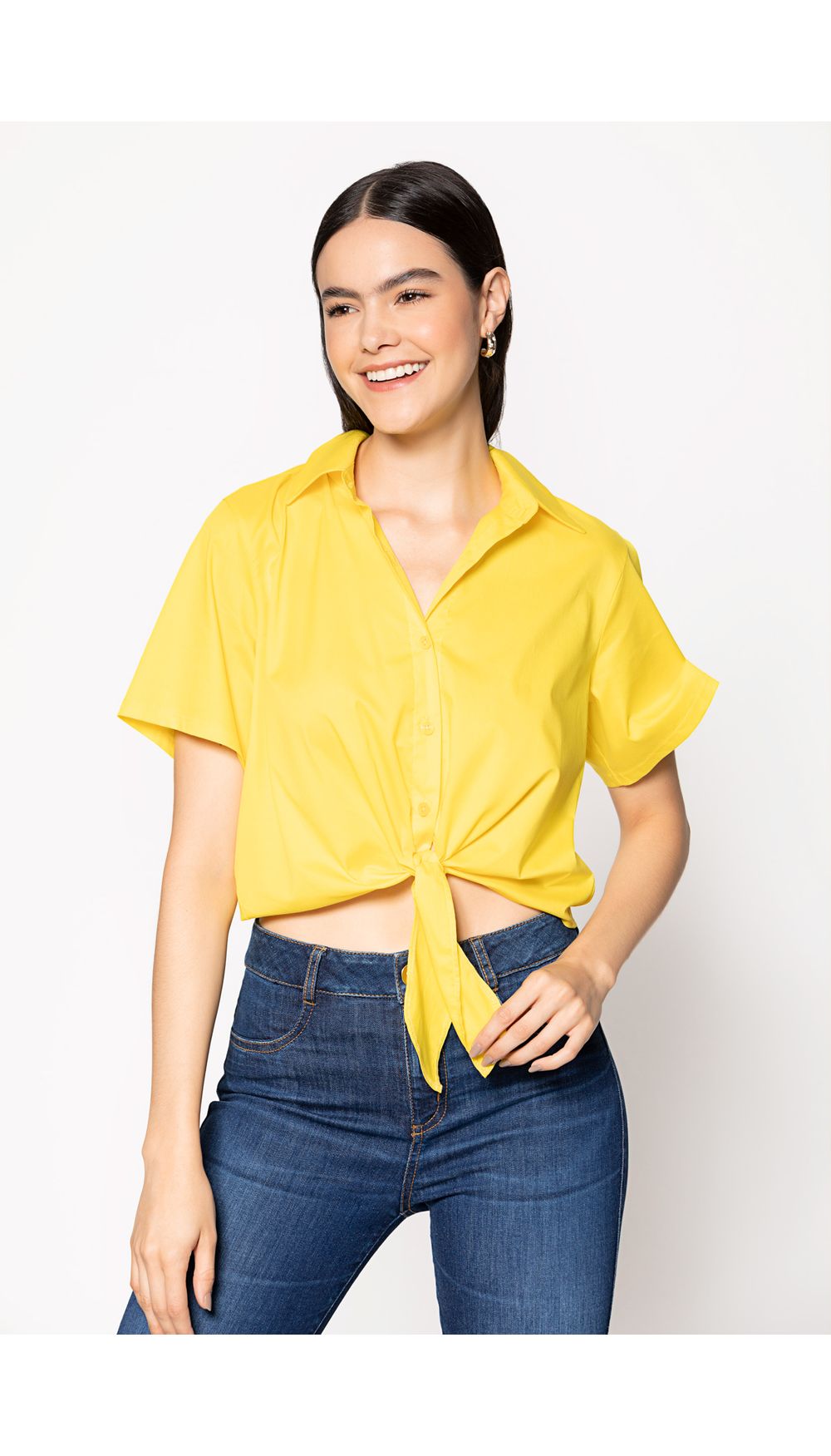 Blusa camisera manga corta con anudado