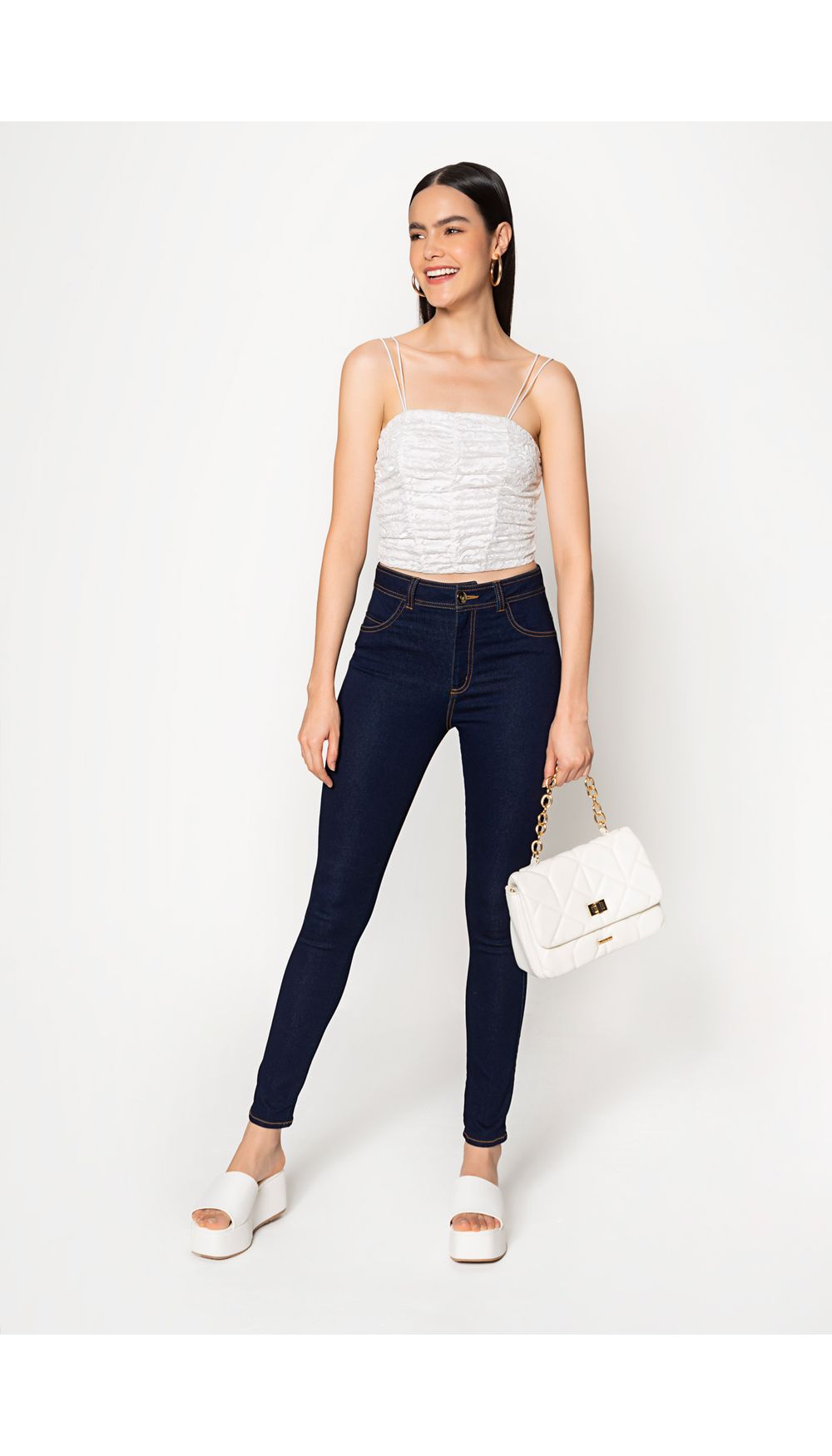 Blusa corset de tiras con zurcidos