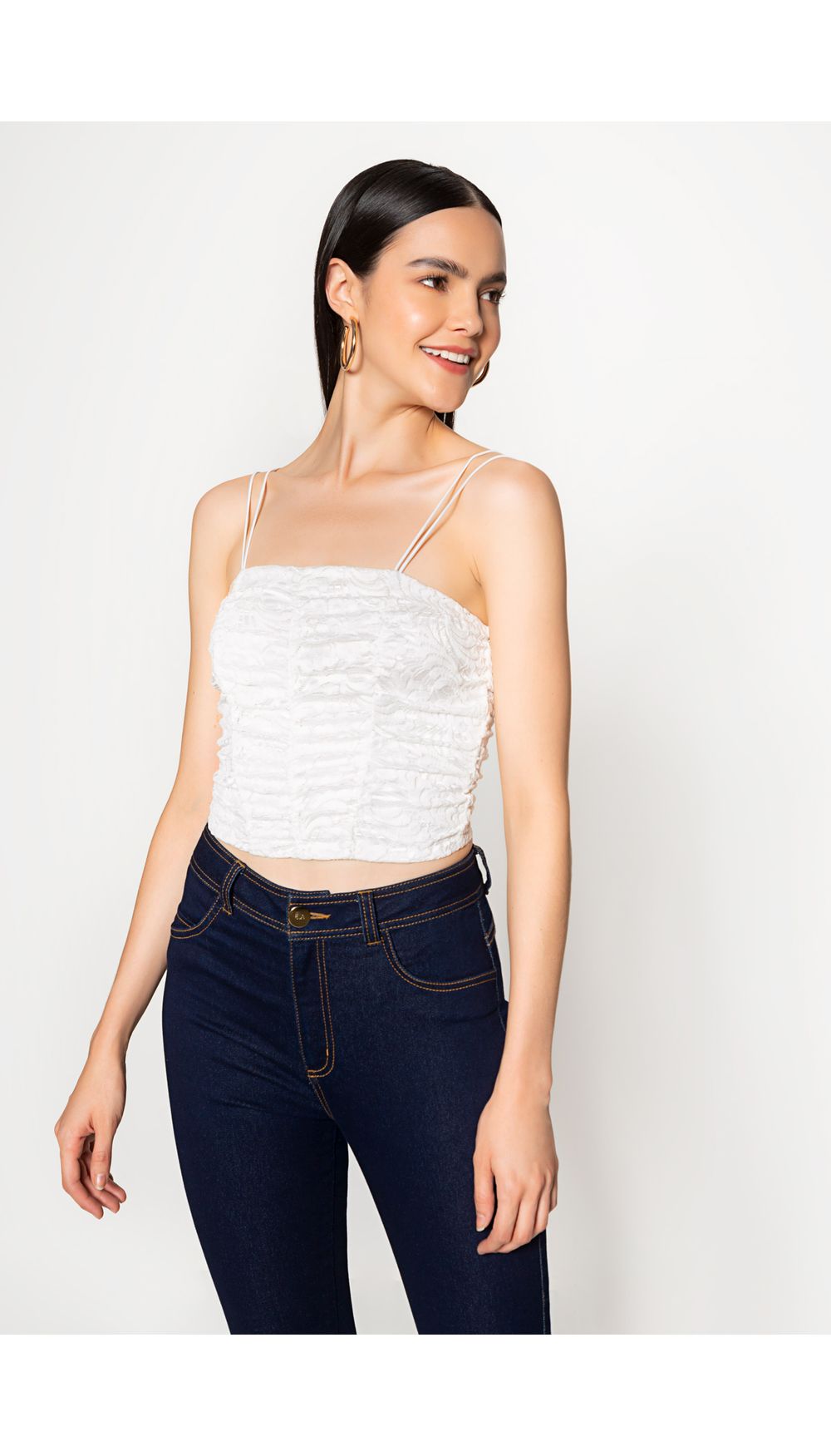 Blusa corset de tiras con zurcidos