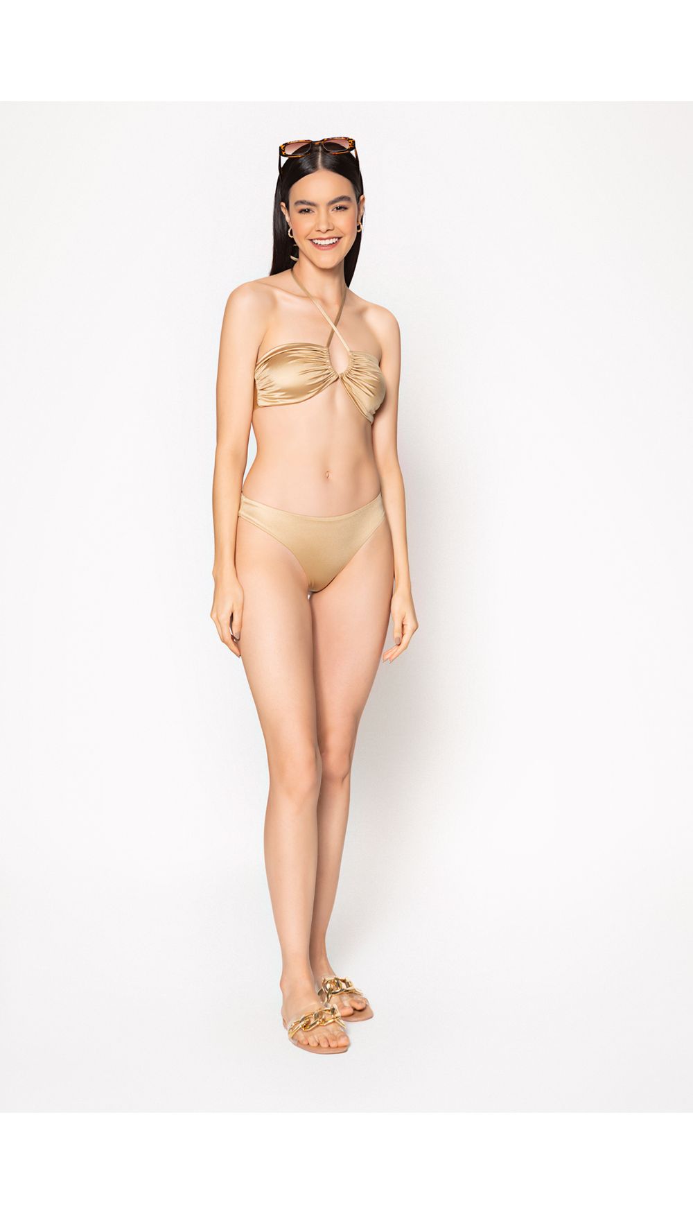 Vestido de baño top halter con cruce en