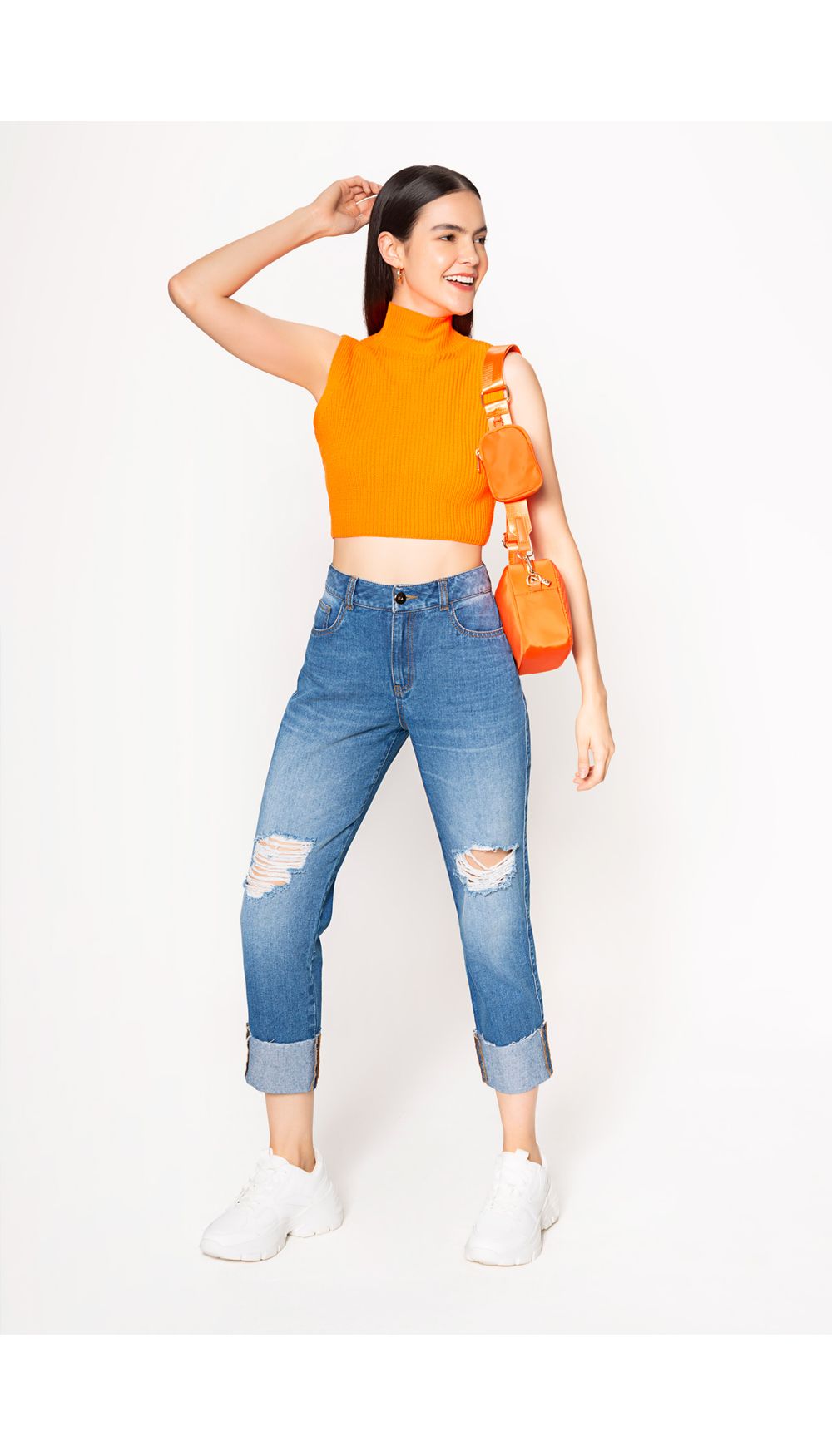 Chaleco para mujer crop tejido