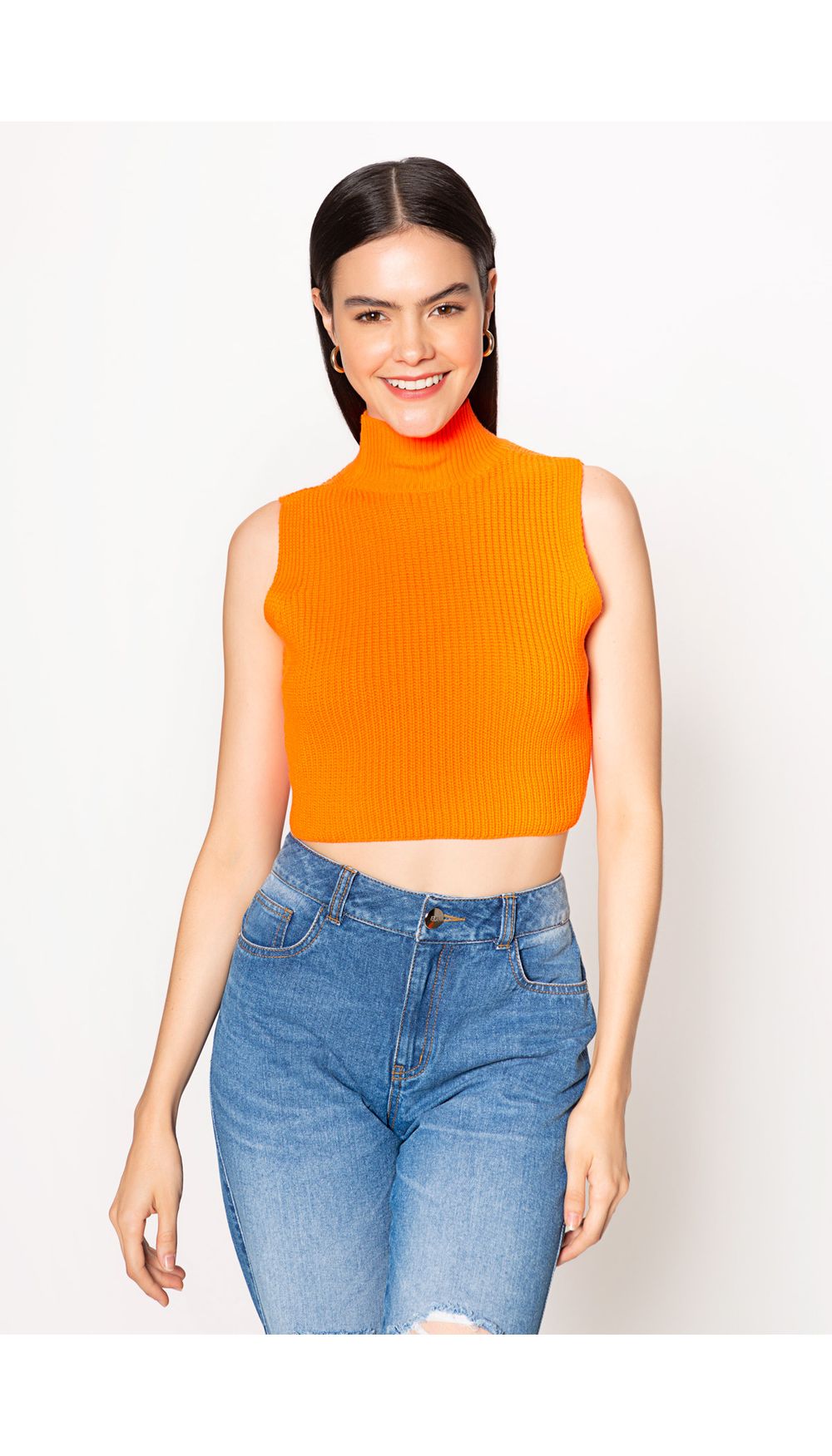 Chaleco para mujer crop tejido