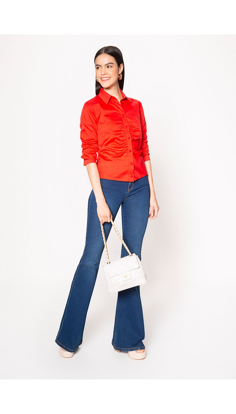 Blusa para mujer manga larga camisera