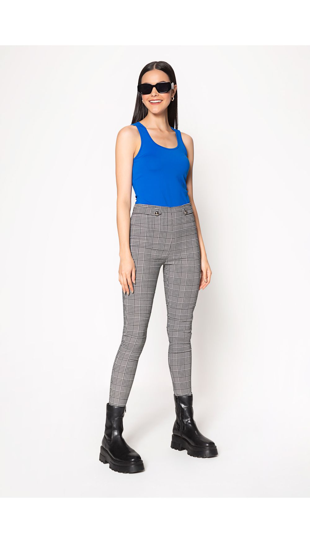 Pantalon skinny con charreteras en costa