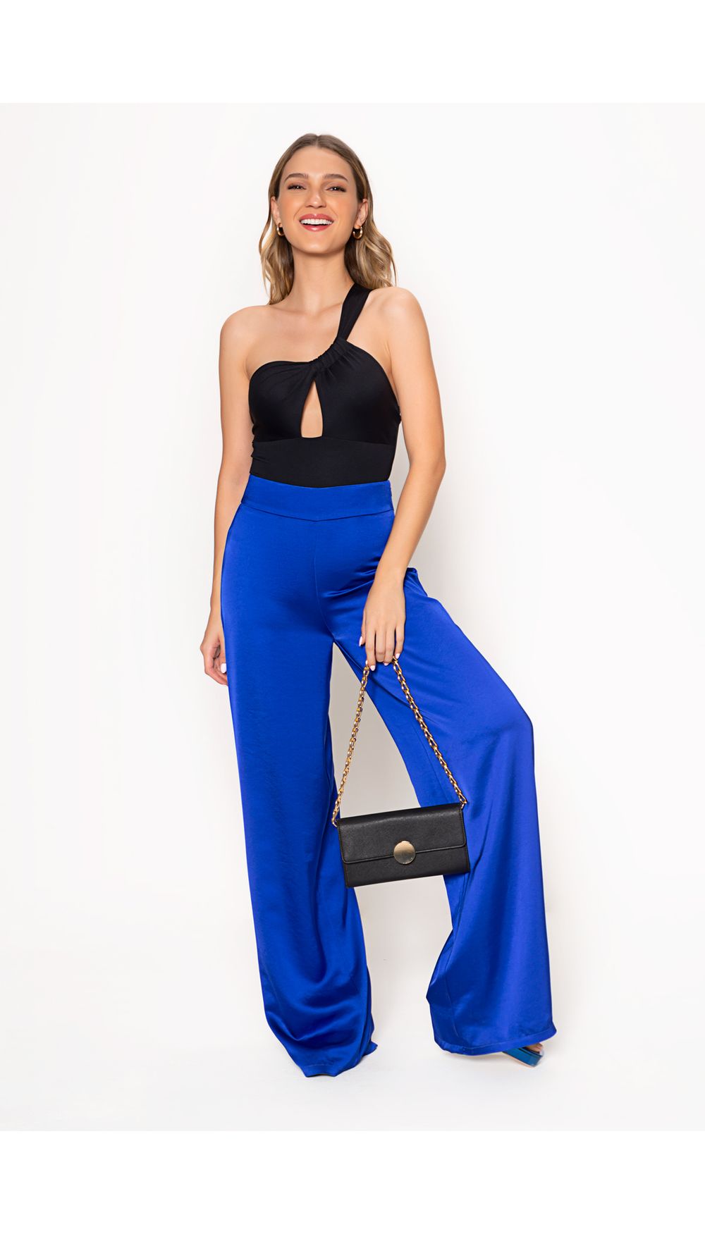 Pantalon palazo con pretina ancha