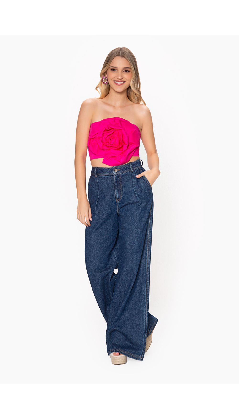 Blusa strapple silueta flor