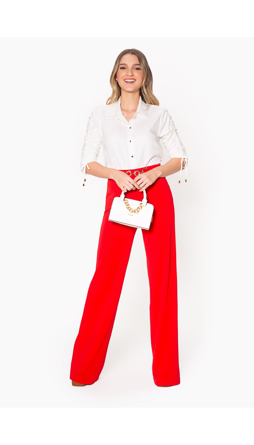 Pantalon palazzo con herraje