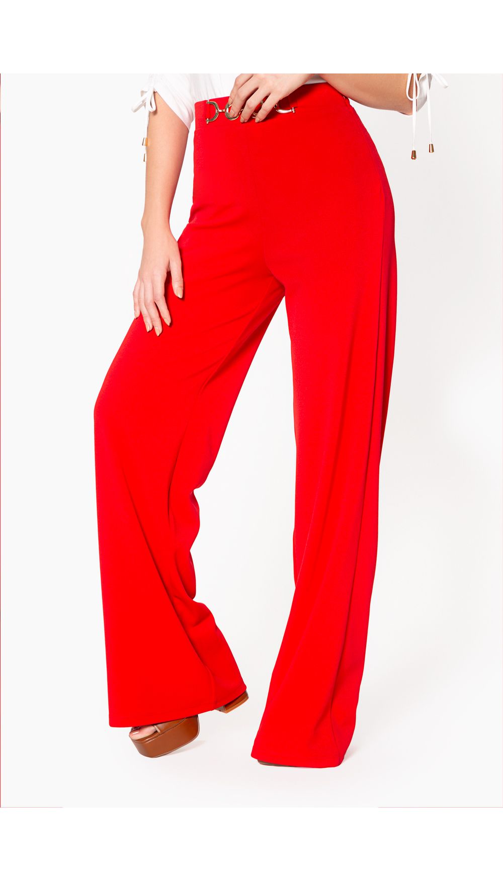 Pantalon palazzo con herraje
