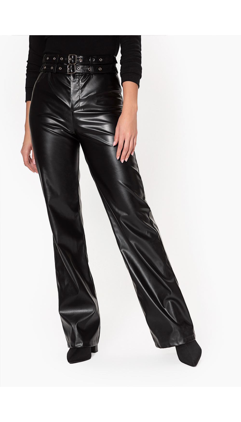 Pantalon recto para dama con cinturones