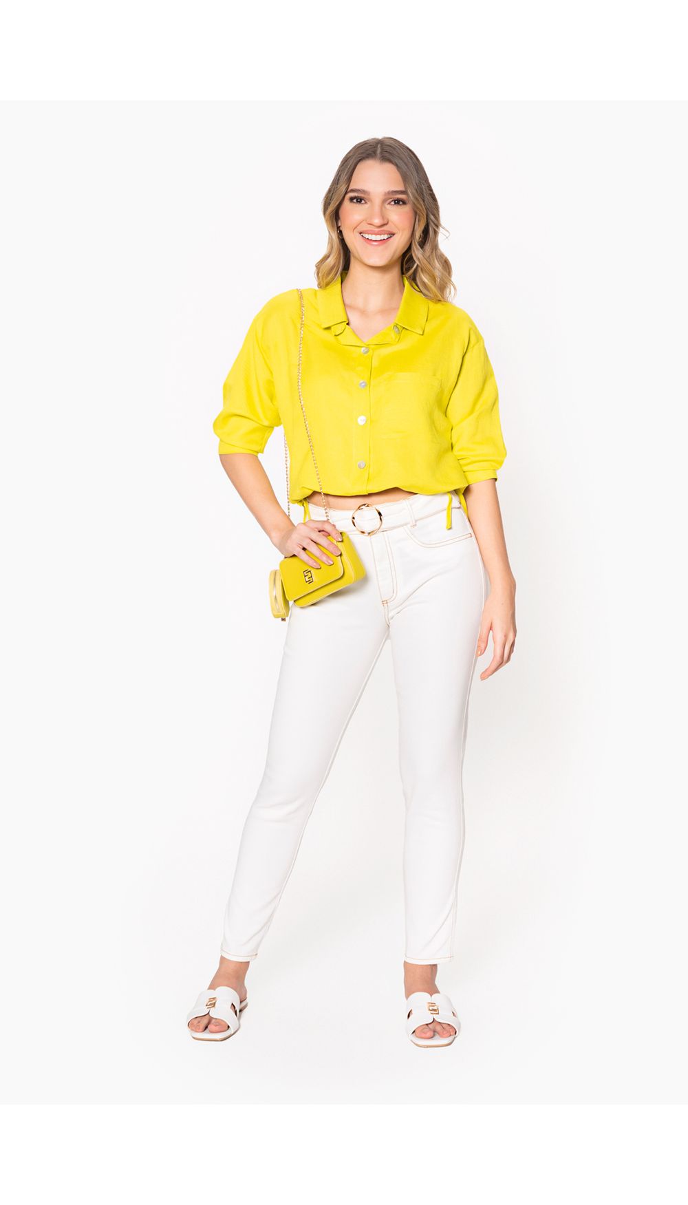 Blusa camisera para dama manga tres cuar