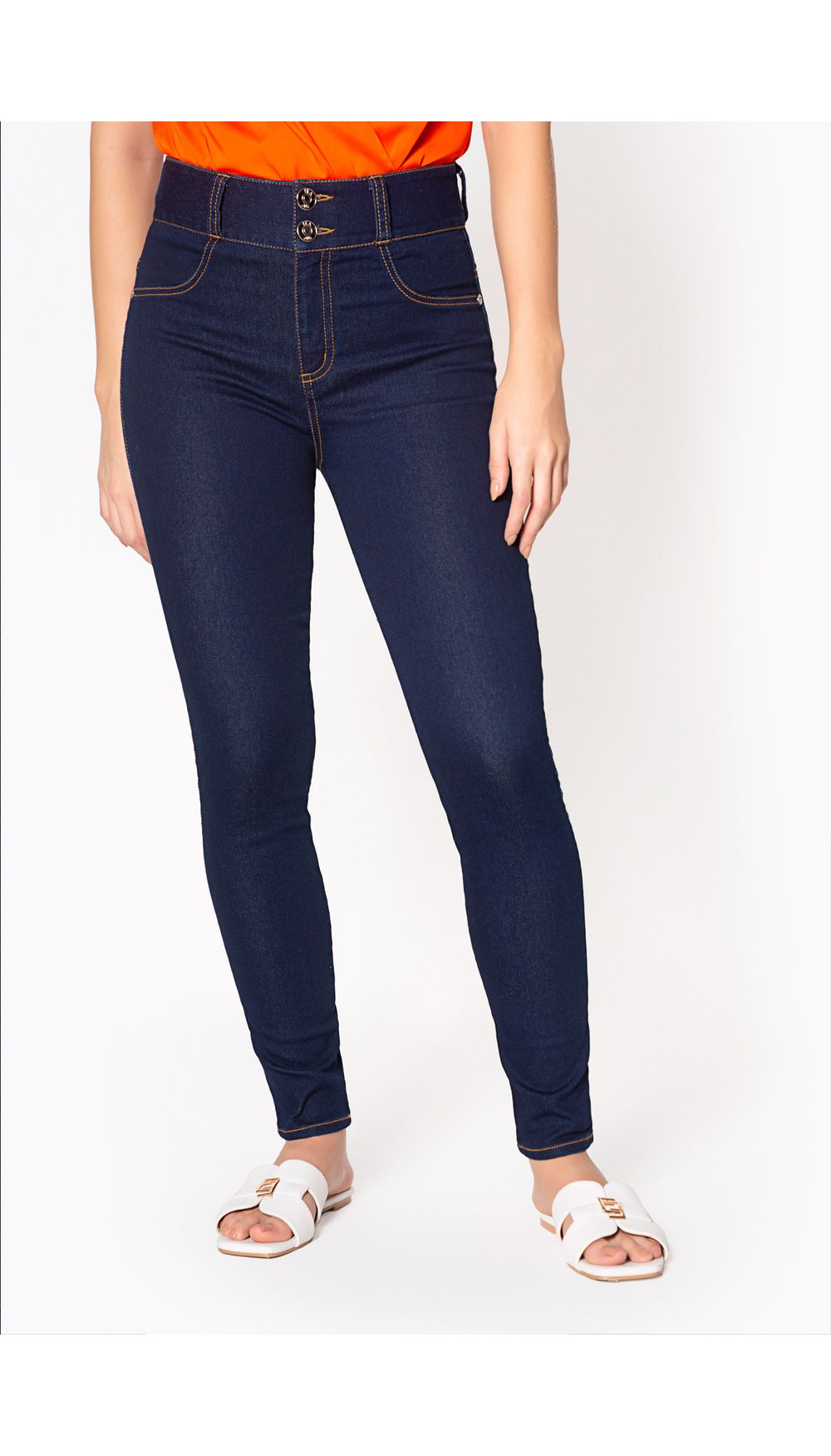 Jean skinny azul sin bolsillos tiro alto