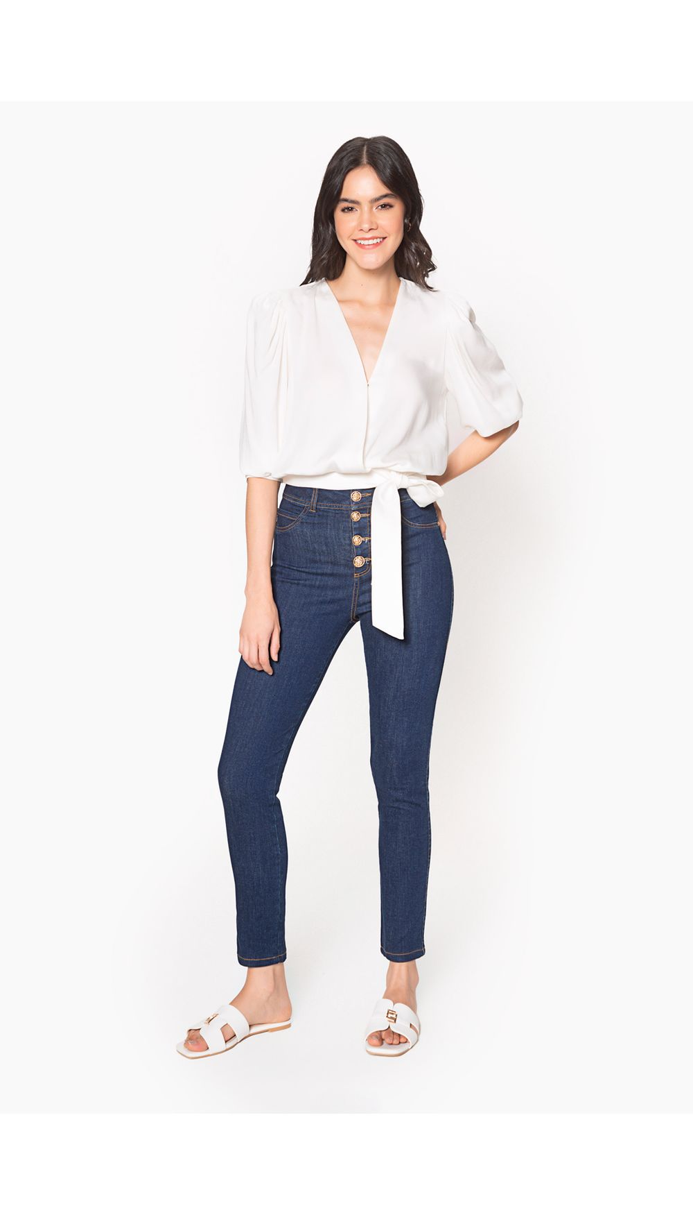 Jean dama tiro alto skinny