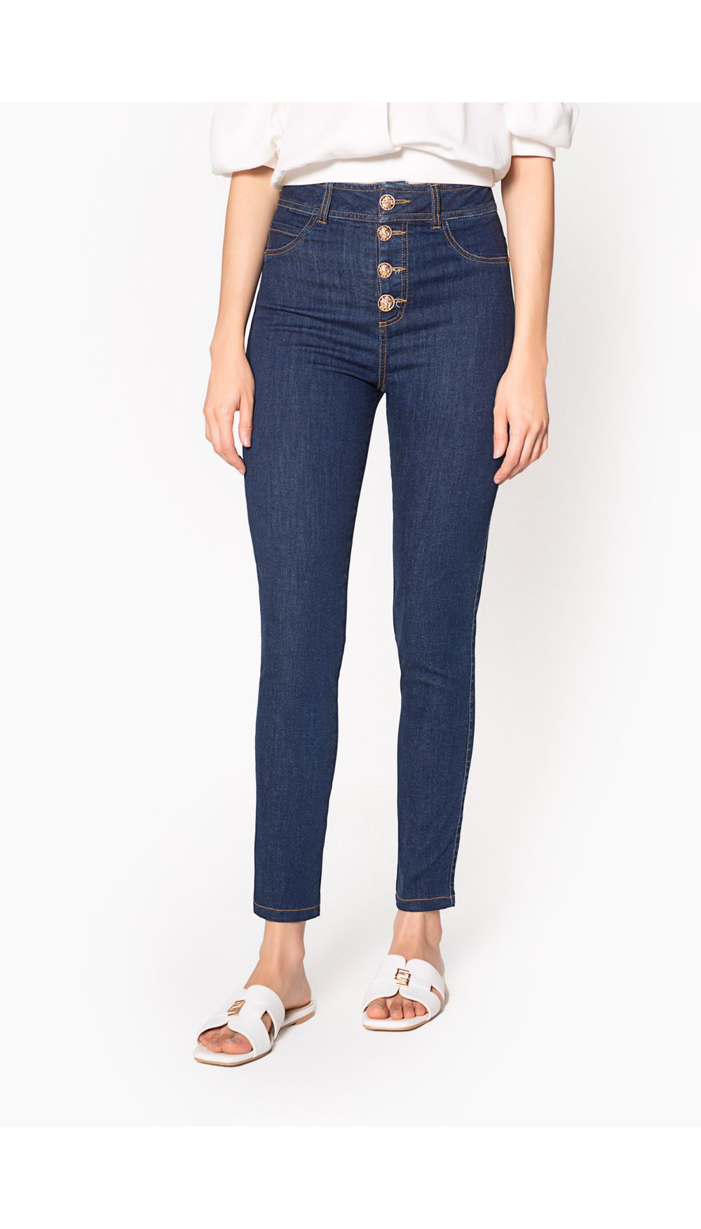 Jean dama tiro alto skinny
