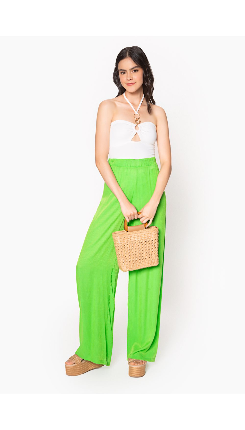 Pantalon fluido silueta palazzo para muj