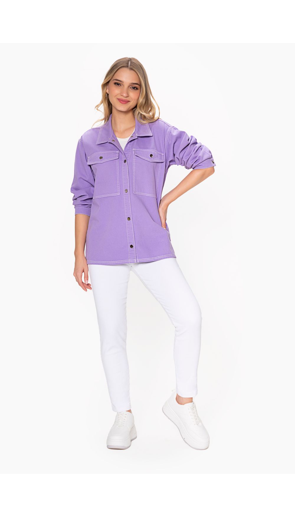 Sobrecamisa dama en denim manga larga