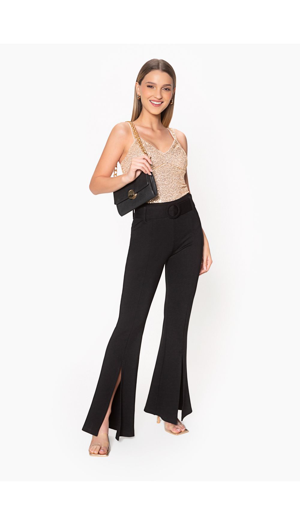 Blusa de tiras en lentejuela para mujer