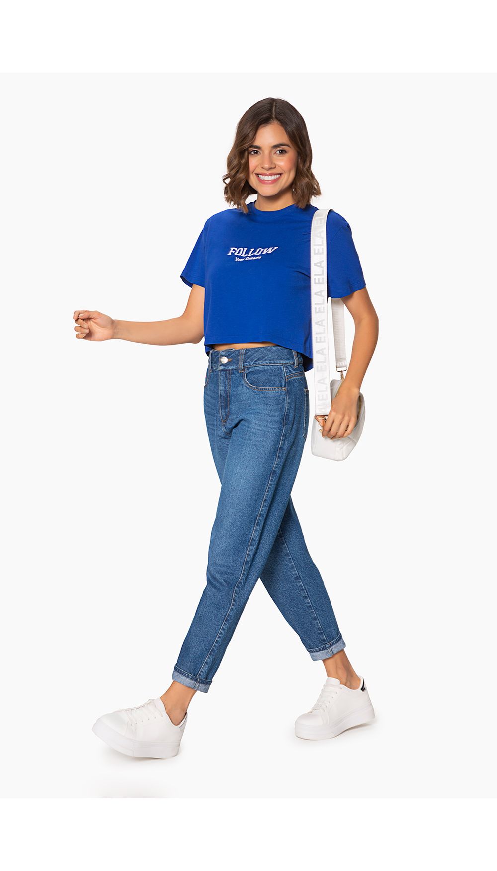 Camiseta dama manga corta boxy