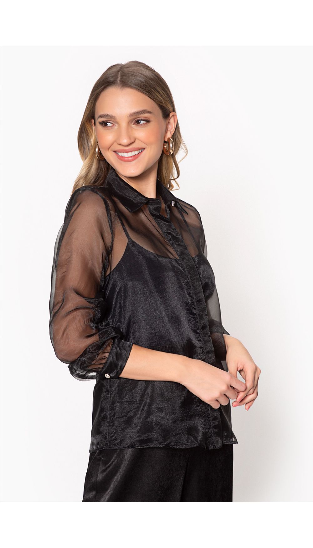 Blusa camisera para dama manga larga
