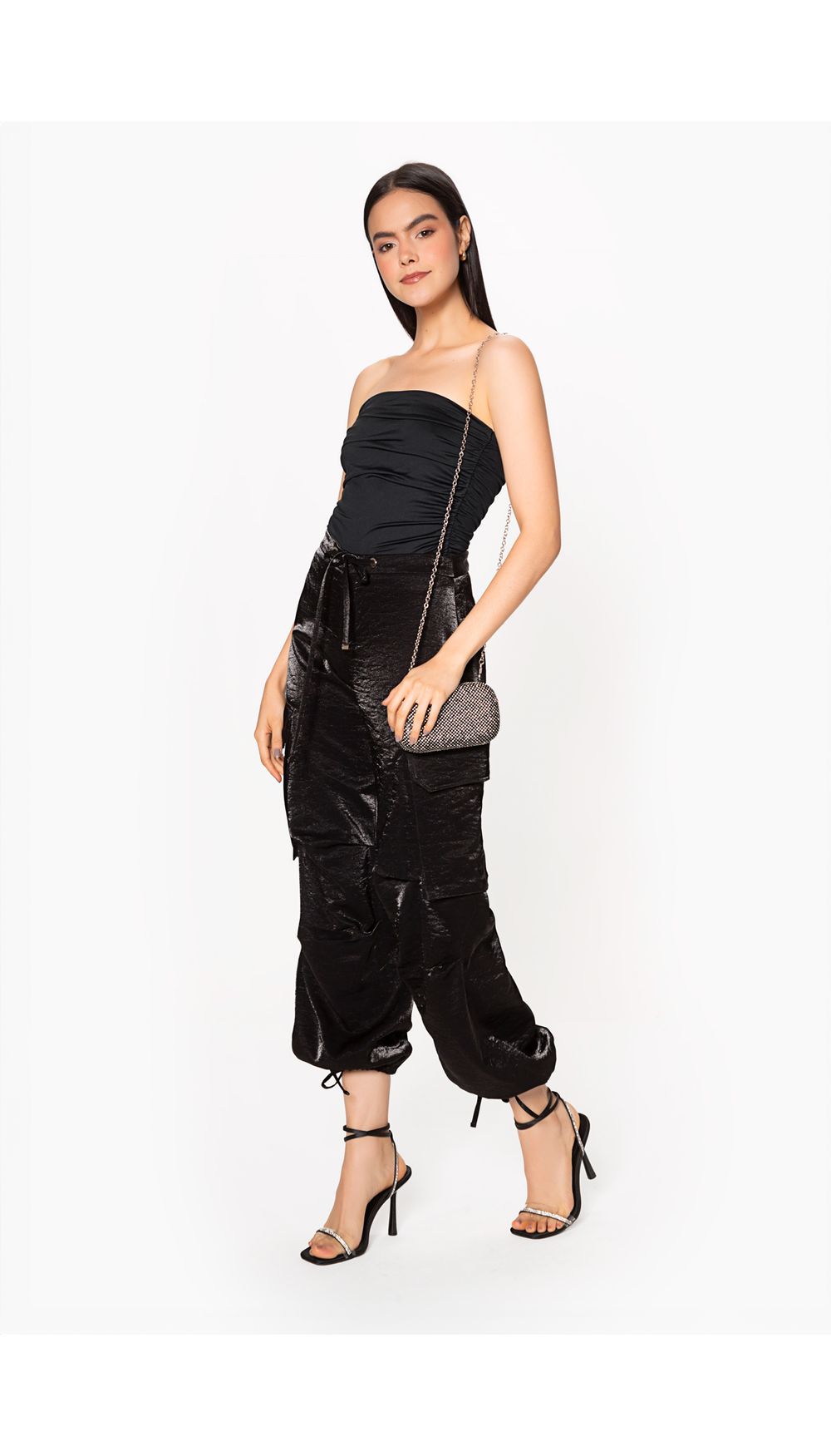 Blusa strapless con ruche al costado par