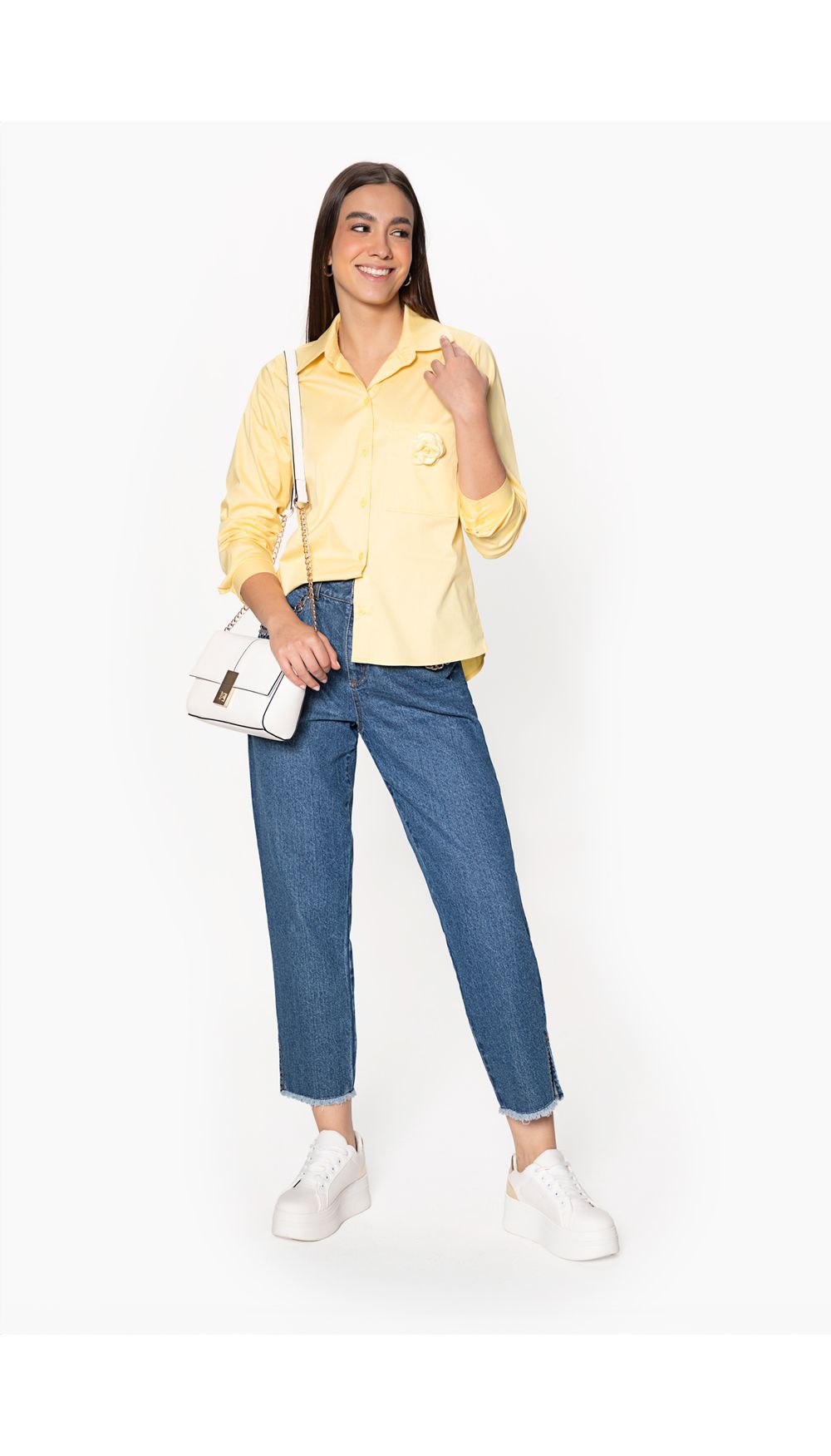 Blusa camisera para dama manga larga