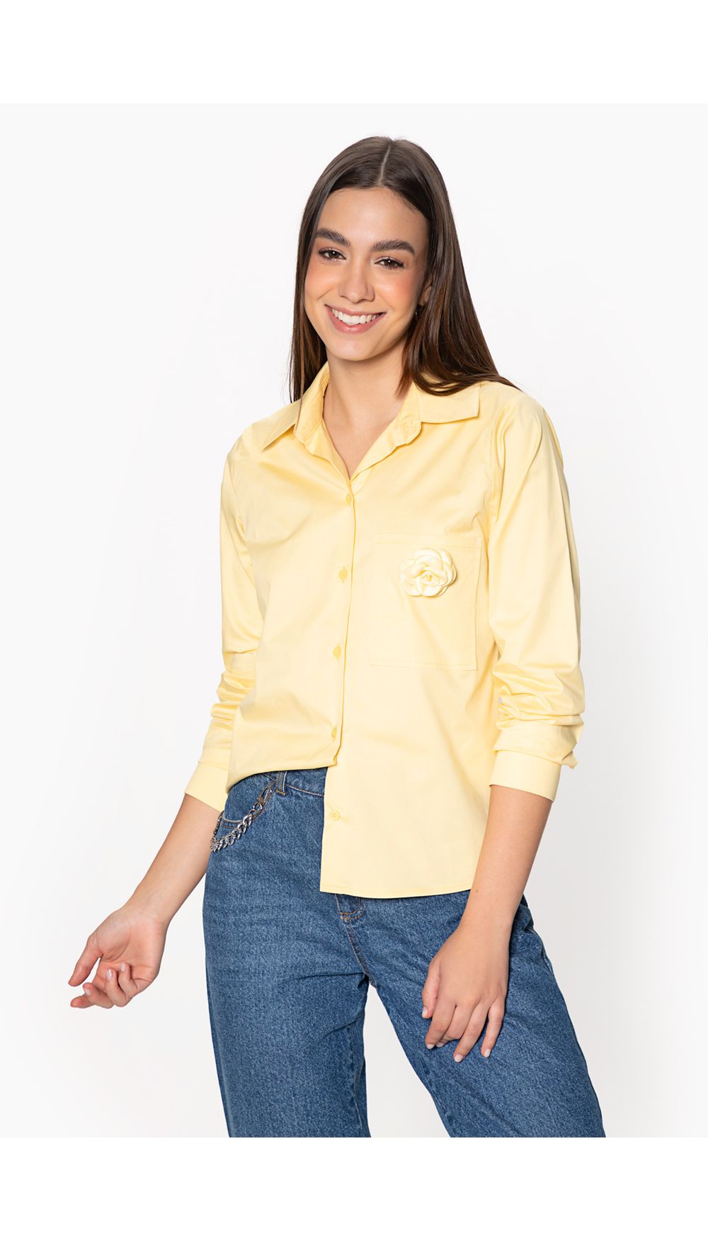 Blusa camisera para dama manga larga