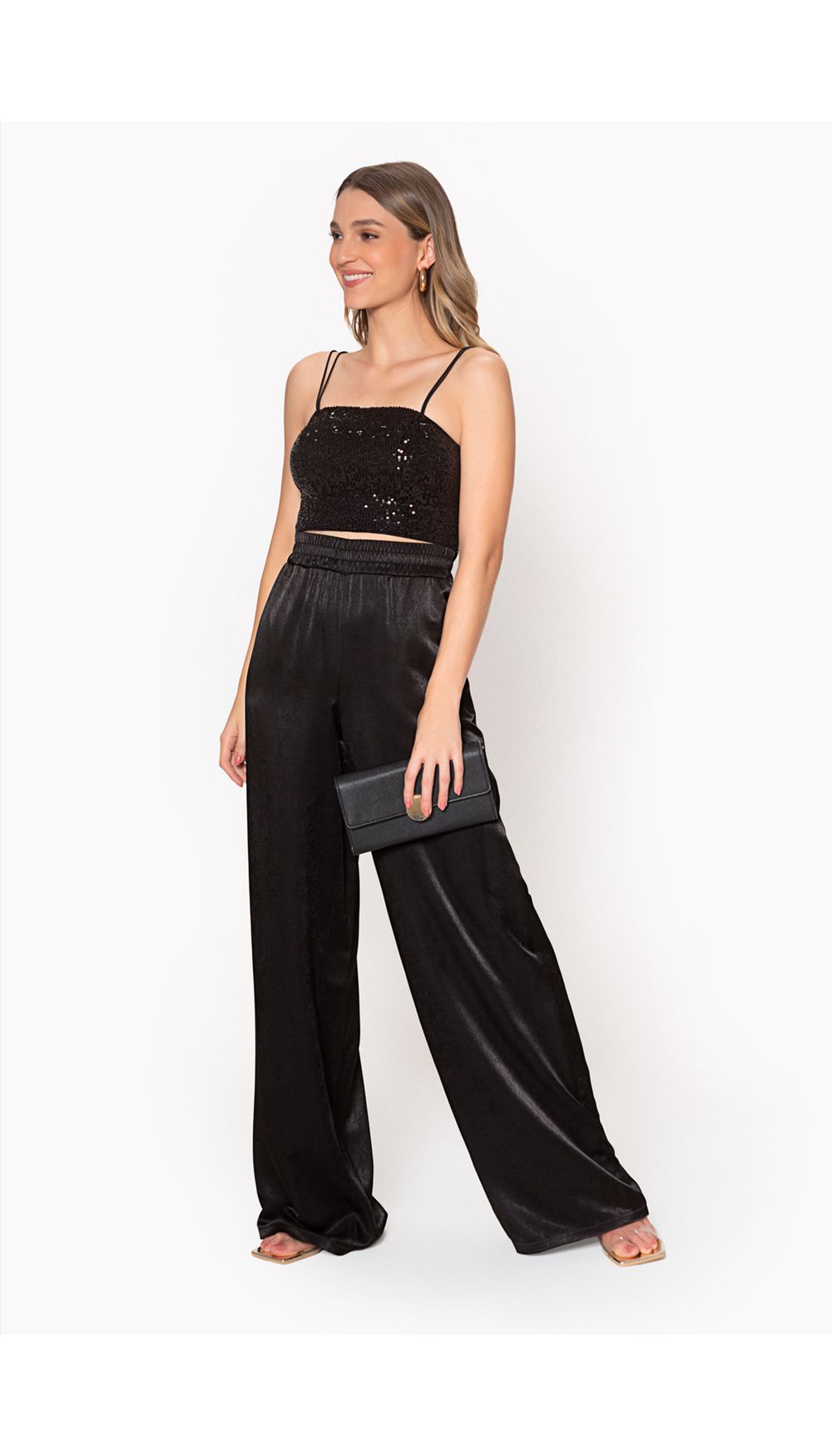 Crop bustier en lentejuela