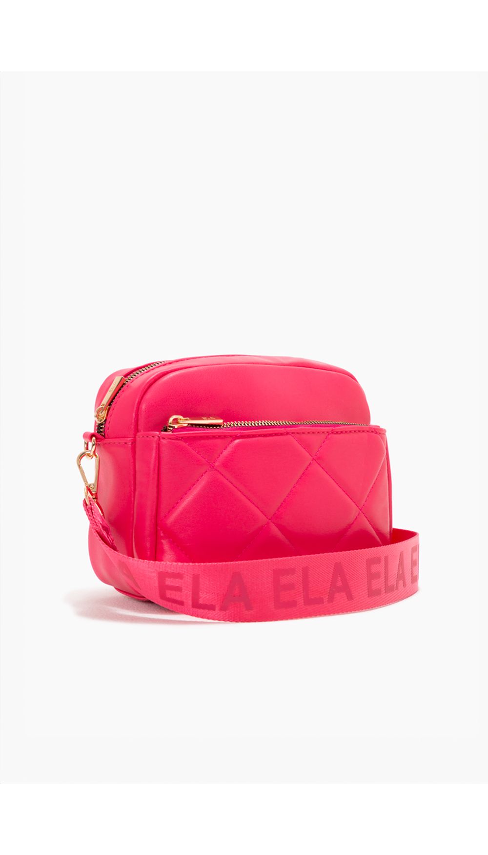 Bolso acolchado con texto en strap