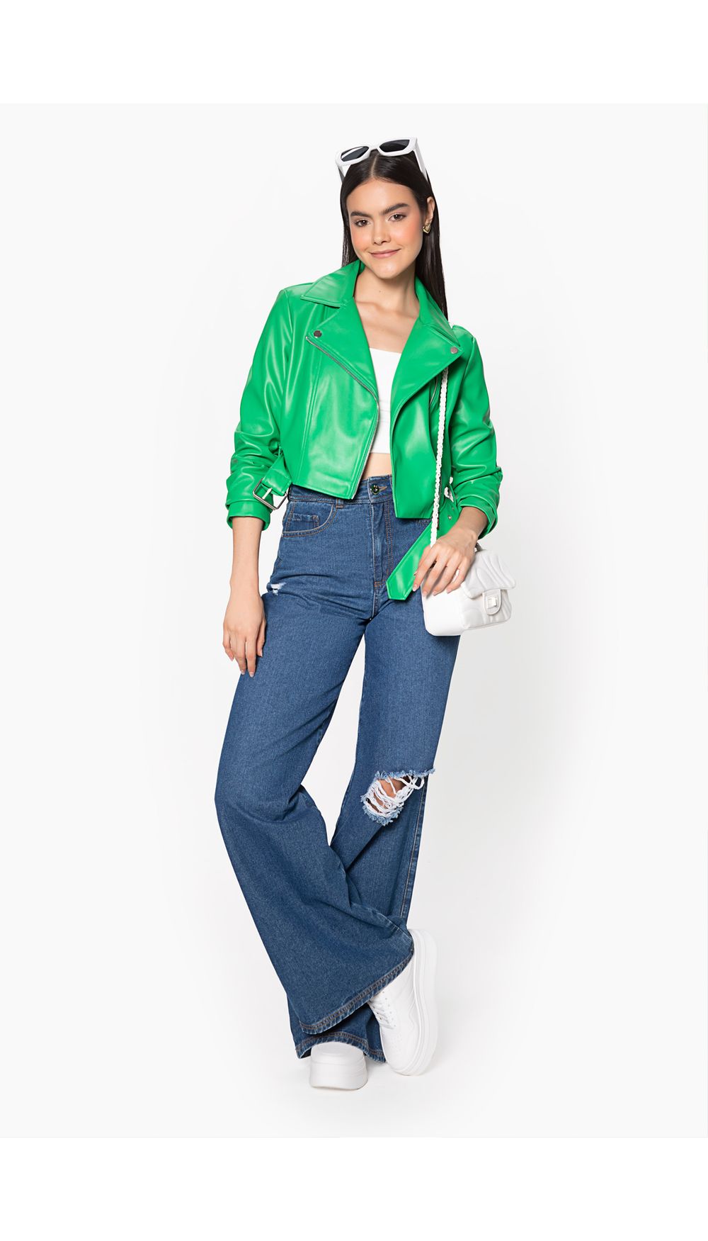 Chaqueta para mujer biker crop en pu