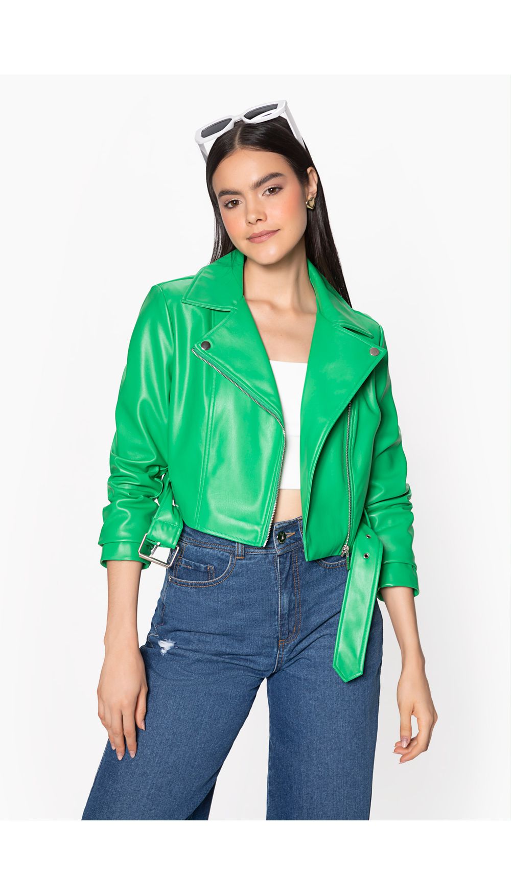 Chaqueta para mujer biker crop en pu