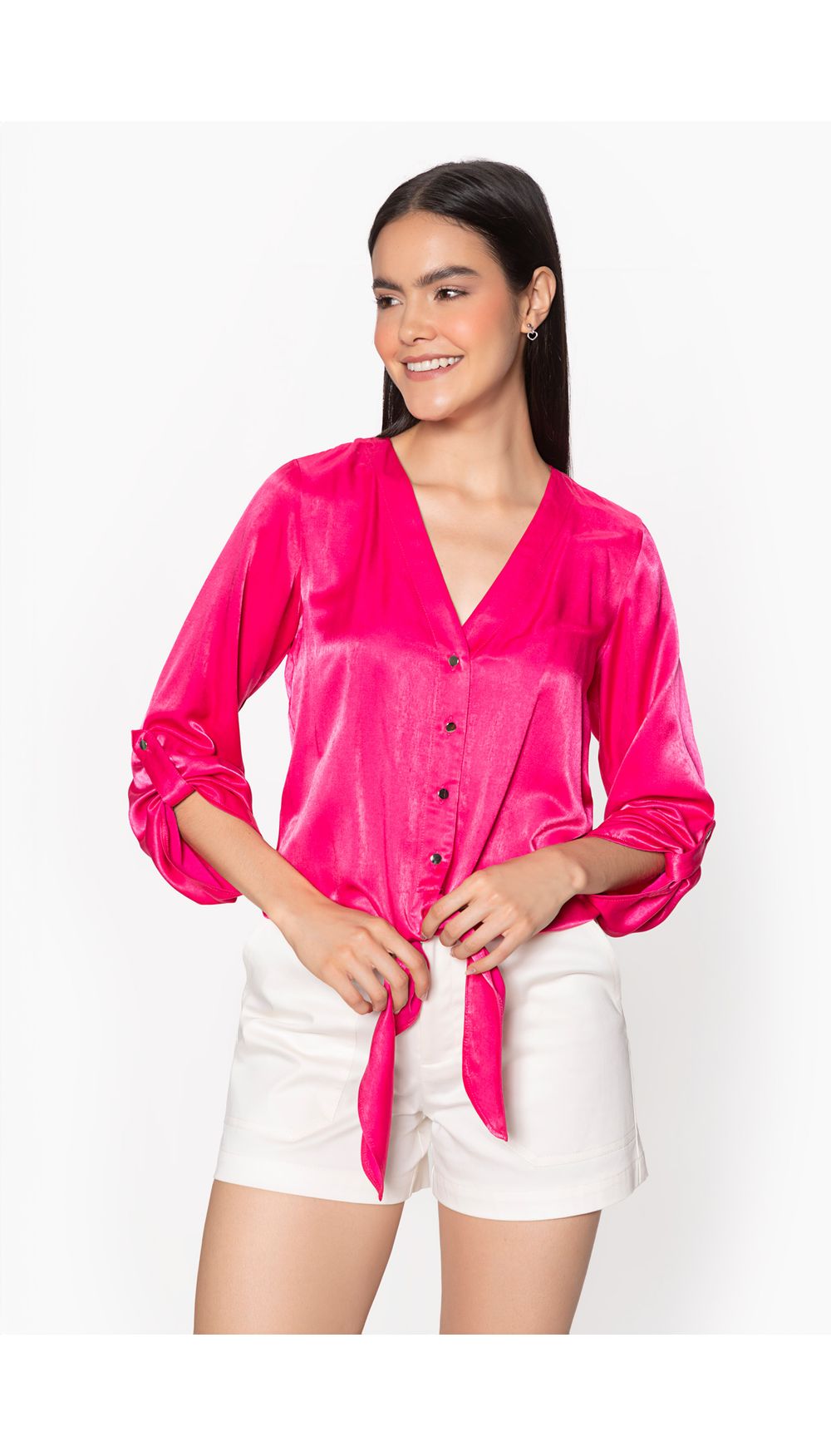 Blusa manga tres cuartos con anudado par