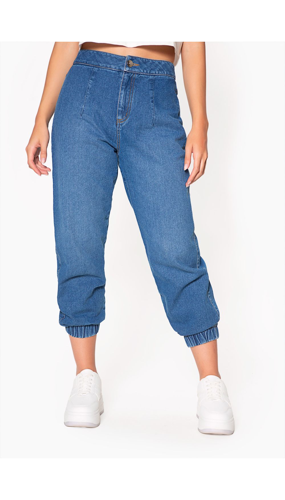 Jean dama tiro alto  jogger
