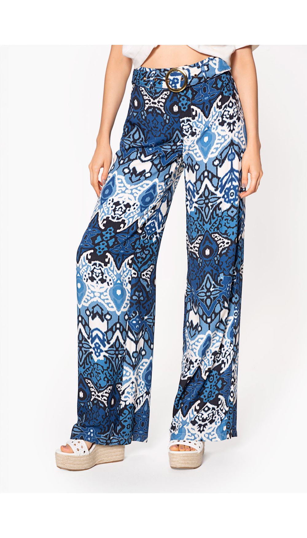 Pantalon palazzo con cinturon para mujer
