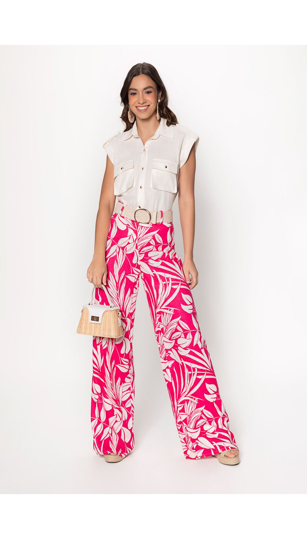 Pantalon palazzo con cinturon para mujer