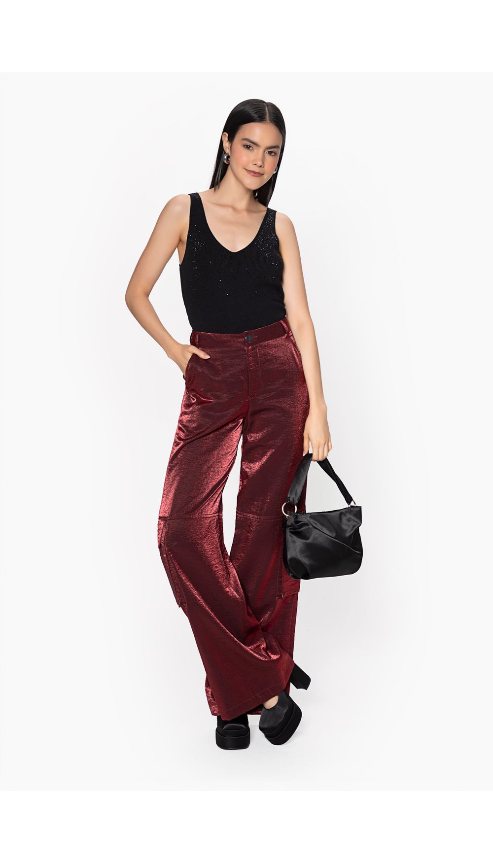 Pantalon palazo estilo cargo para mujer